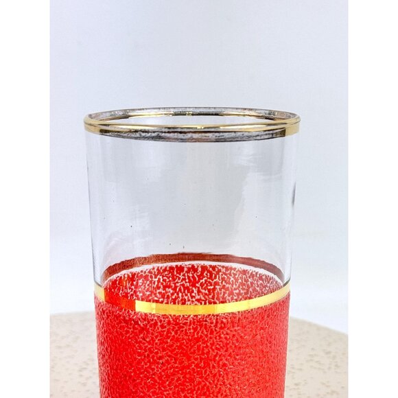 Vintage 60s pair tumblers, tangerine orange, peel skin textured, Federal Glass - Picture 5 of 10